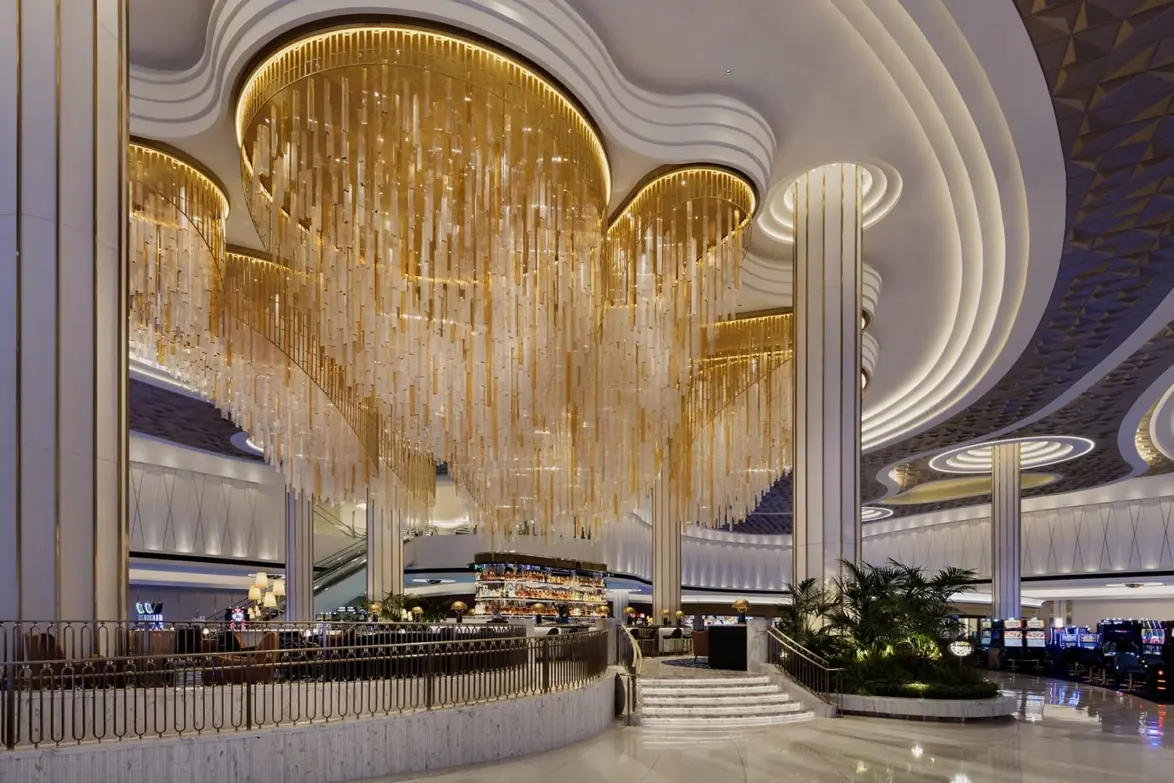Luxury casino hotel lobby with elegant interior design