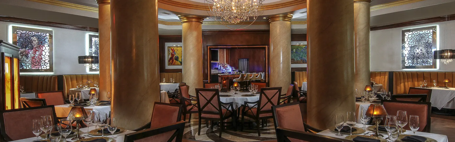 Upscale fine dining restaurant in luxury hotel